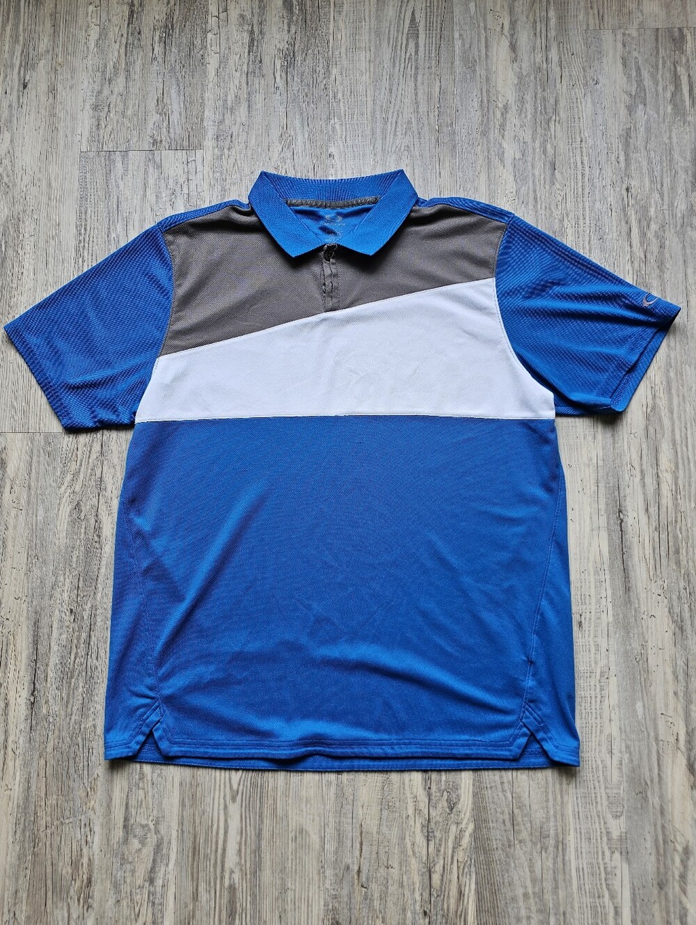 Oakley Hydrolix Golf Polo Shirt Men's XL Blue Gray Colorblock Performance Stretc